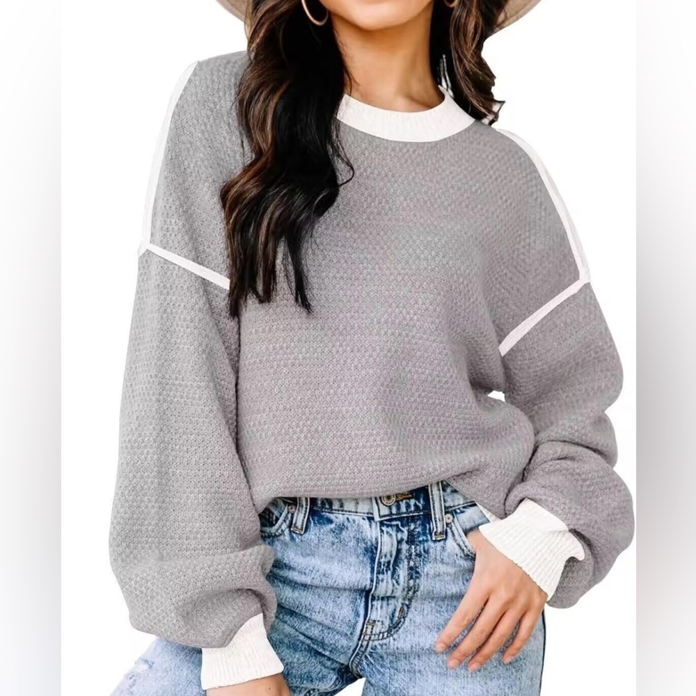 Gray Oversized Crewneck Sweater